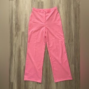 H&M// high waisted wide leg pant// cotton blend// bubble gum pink// women’s sz6
